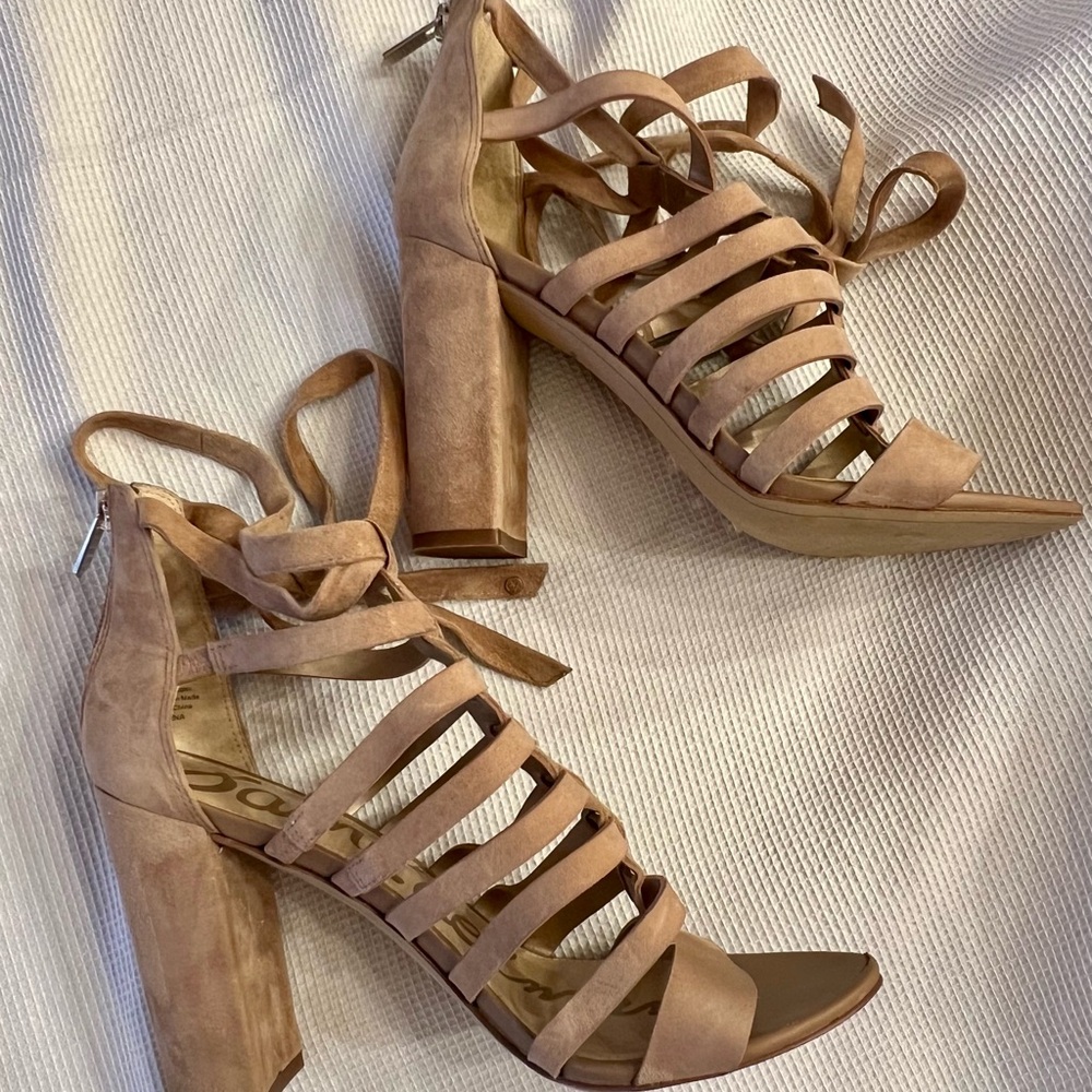 Sam Edelman Sz 9 Yarina Suede Gladiator Block Heel Sandals UEC - Picture 4 of 10